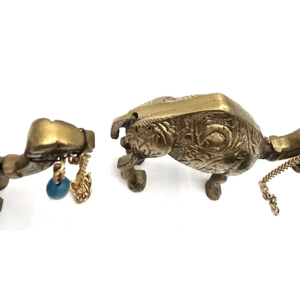 3 Camel, donkey caravan, brass bronze mini animal